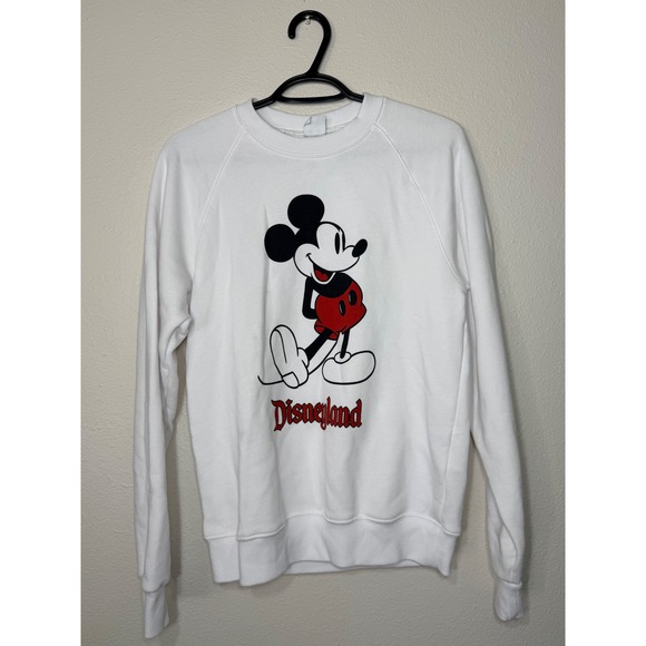 Disney Other - Disney Mickey Mouse Disneyland White Graphic Crewneck‎ Sweatshirt Small Raglan